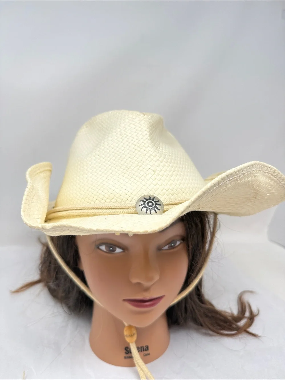 Scala Western Sun Hat Natural Fiber Ivory Concho Coastal Cowgirl boho Festival